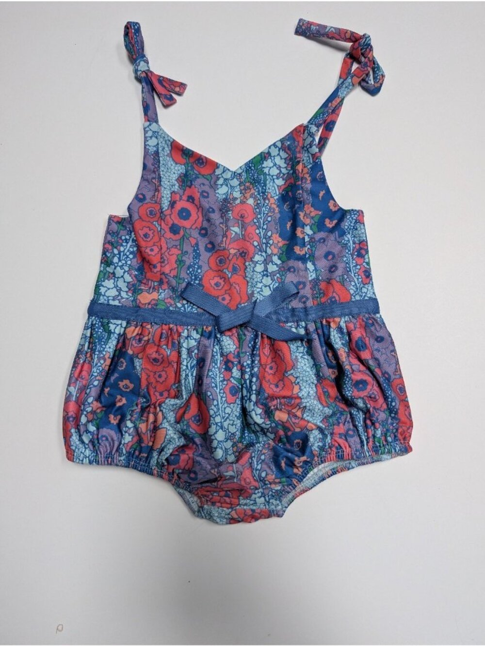 Kate Quinn Swim 2T Vivid Hollyhock Swimsuit One Piece Skinny Bow Bubble Floral